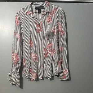 striped and floral button down shirt